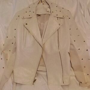 Brand New tan, leather, gold studded, Express jacket. Size Large